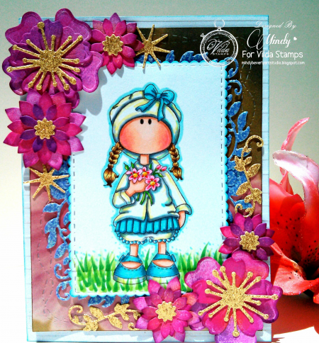 Vilda girl with flowers card